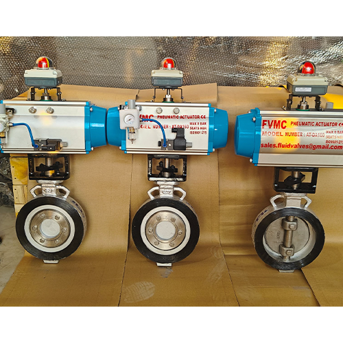 Pneumatic Actuator Wafer Type Butterfly Valve India